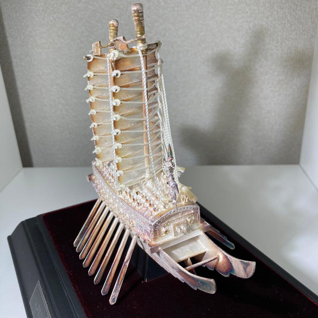 純銀99.9% 亀甲船置物 韓国造船記念品　韓国銀工芸品　ケース付き