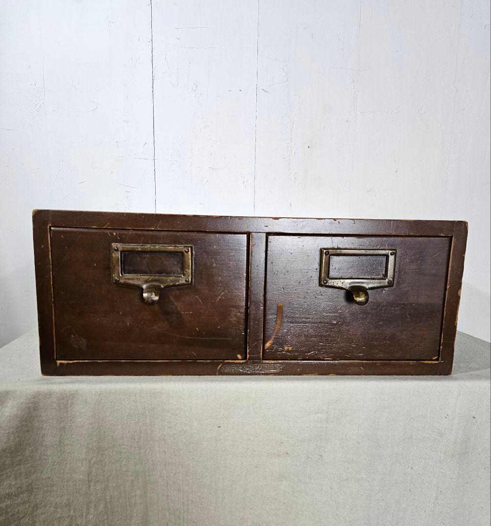 USアンティーク 木製のカードキャビネット CDホルダー Globe社製 卓上