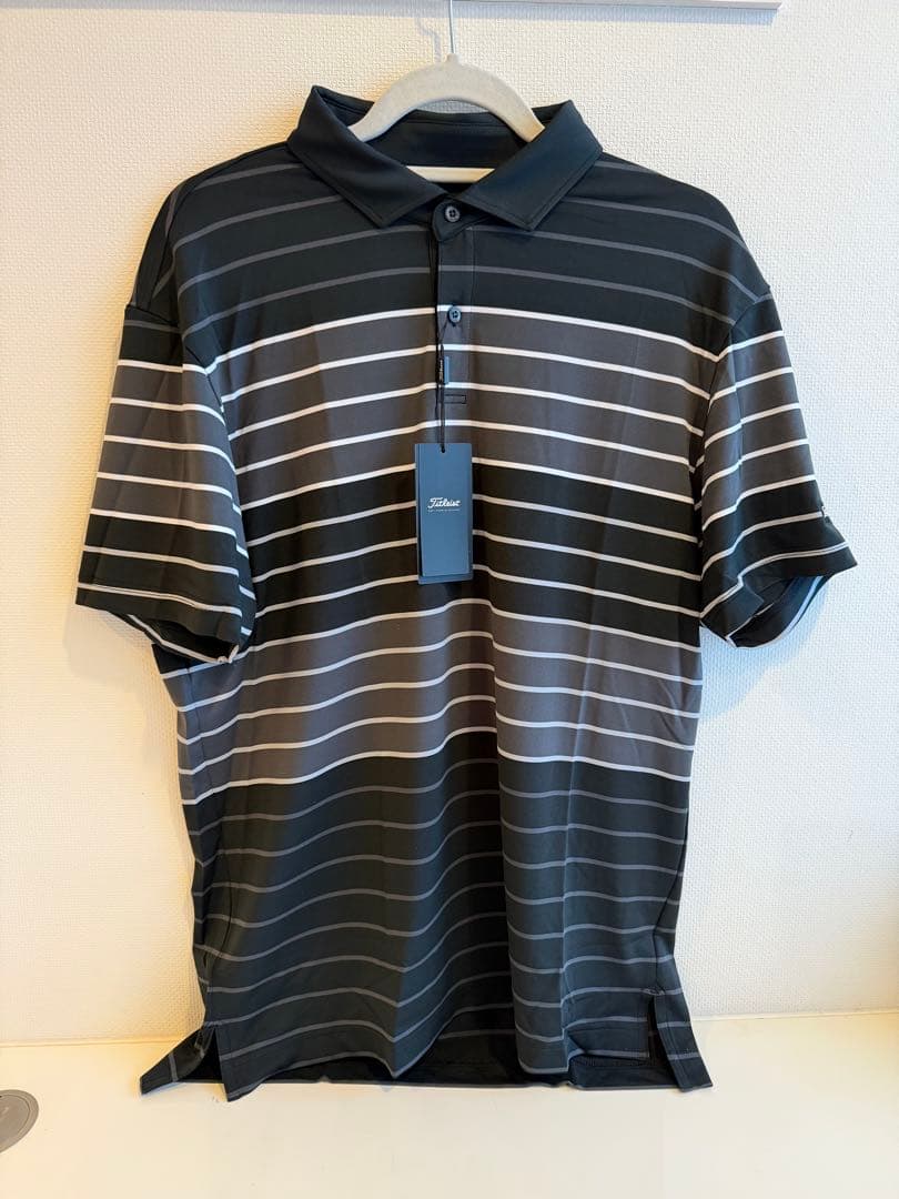 Titleist ストライプ ゴルフシャツ LL ブラック/グレー