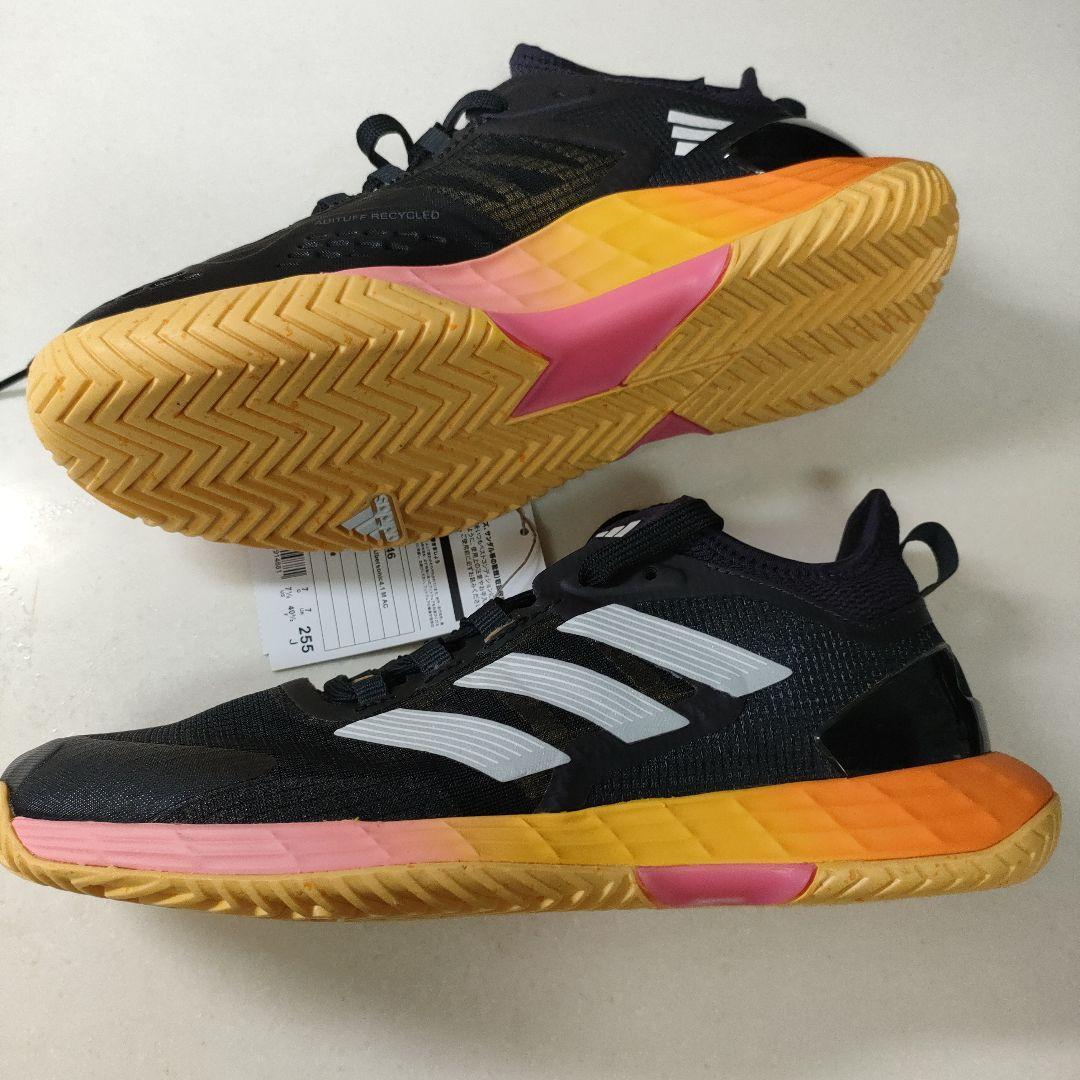 新品adidas テニスシューズ 25.5　ブラック/オレンジ ハードコート推奨