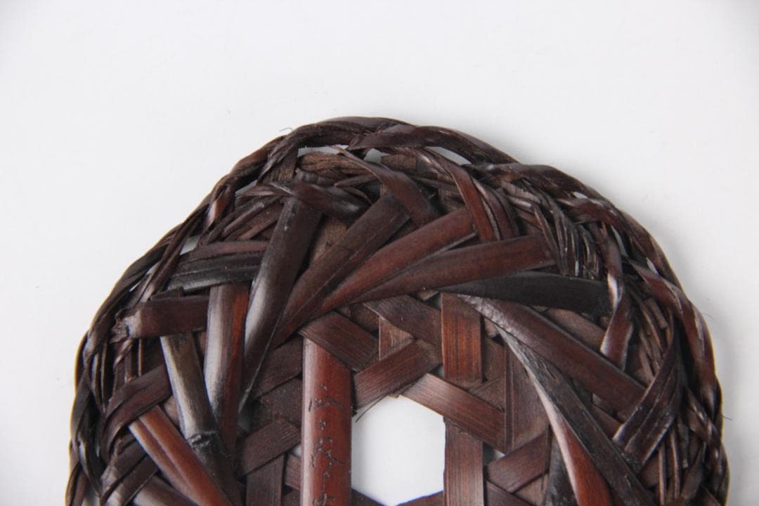 日本茶道具 鈴木 正々斎 造 竹編 亀甲 煎茶敷 幅8.5cm 共箱 Eo1-8