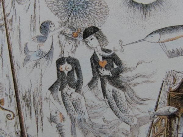 レイモン・ペイネ、魚座、希少な画集より、新品高級額・額装付、状態良好