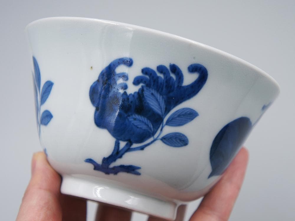 【瓷】　★ 瓷器 青花福寿三多紋碗 ★　清中期　柘榴 仏手 染付文様　明清磁器