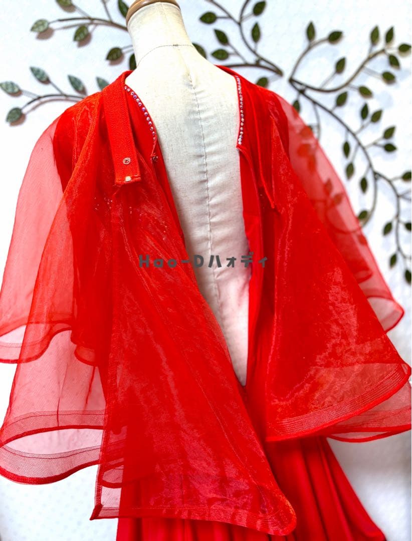 新品★ダンスドレス★スタンダード★社交ダンス★スムース★競技会★パーティー★赤黒