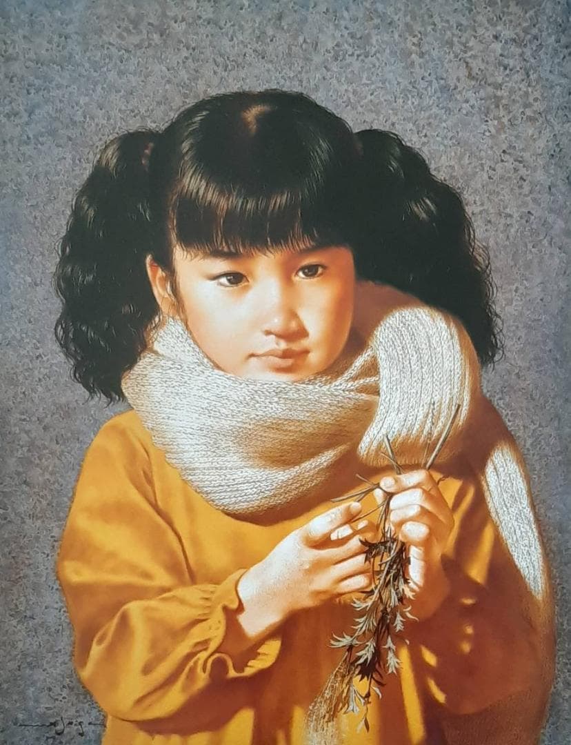 辻真砂、「惜春」、希少画集の額装画、人気作品、オーダーマット付・日本製新品額入り