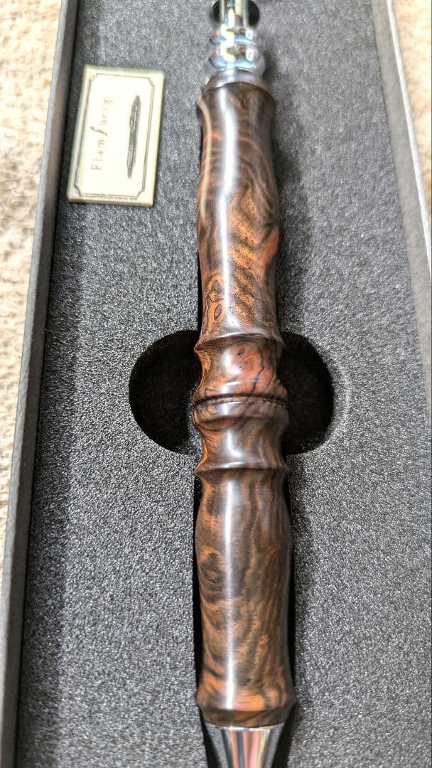 Flamberg　黒檀瘤　特上縞杢　サンピューラ　ボールペン　専用箱付き