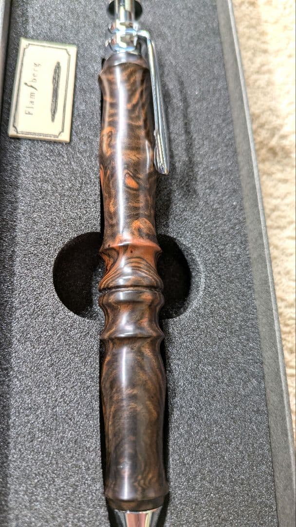 Flamberg　黒檀瘤　特上縞杢　サンピューラ　ボールペン　専用箱付き