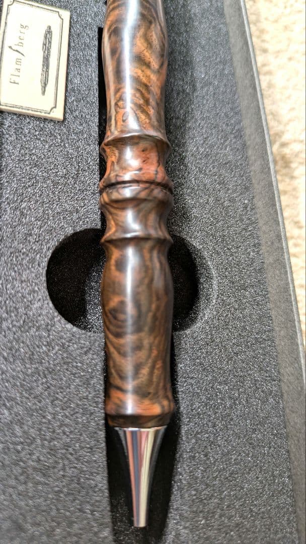 Flamberg　黒檀瘤　特上縞杢　サンピューラ　ボールペン　専用箱付き