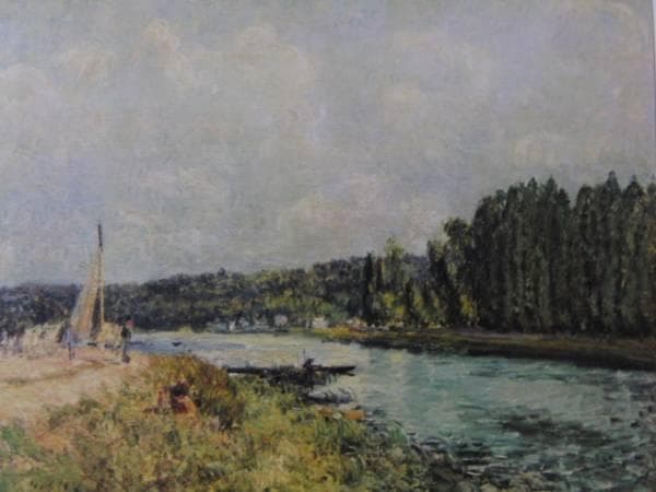 シスレー　Bords de l`Oise,.希少な額装用画集より、版上サイン