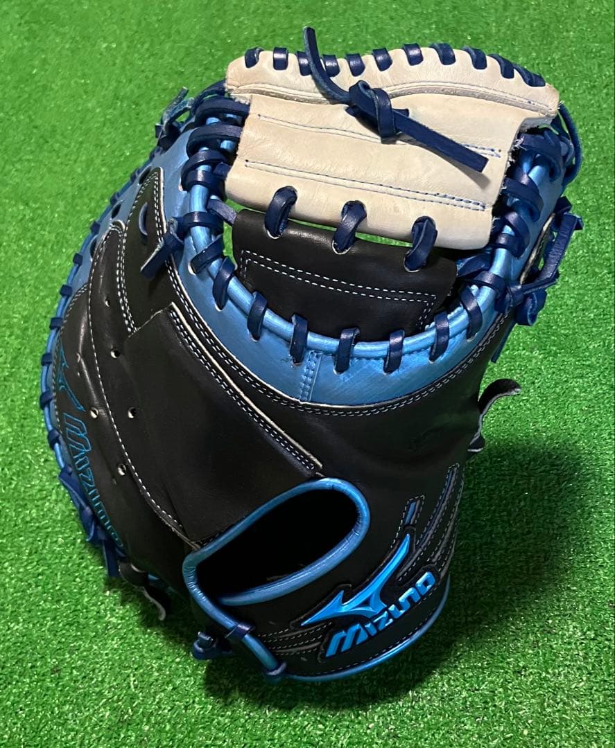 一般 軟式野球 キャッチャーミット ミズノ 大人サイズ ブラック ブルー