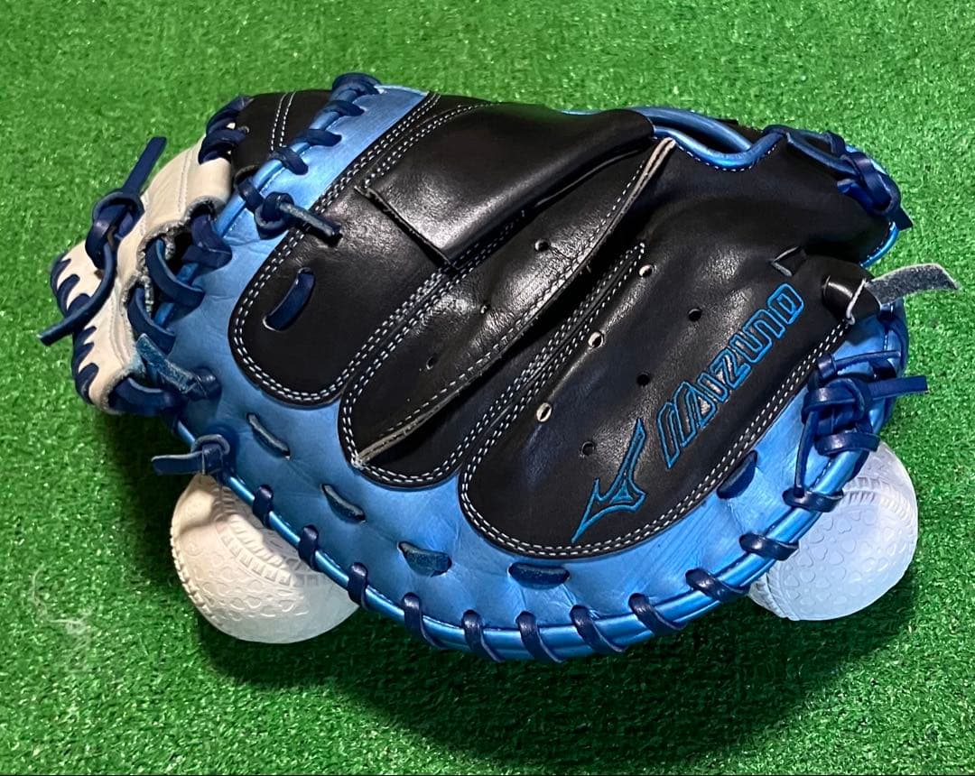 一般 軟式野球 キャッチャーミット ミズノ 大人サイズ ブラック ブルー