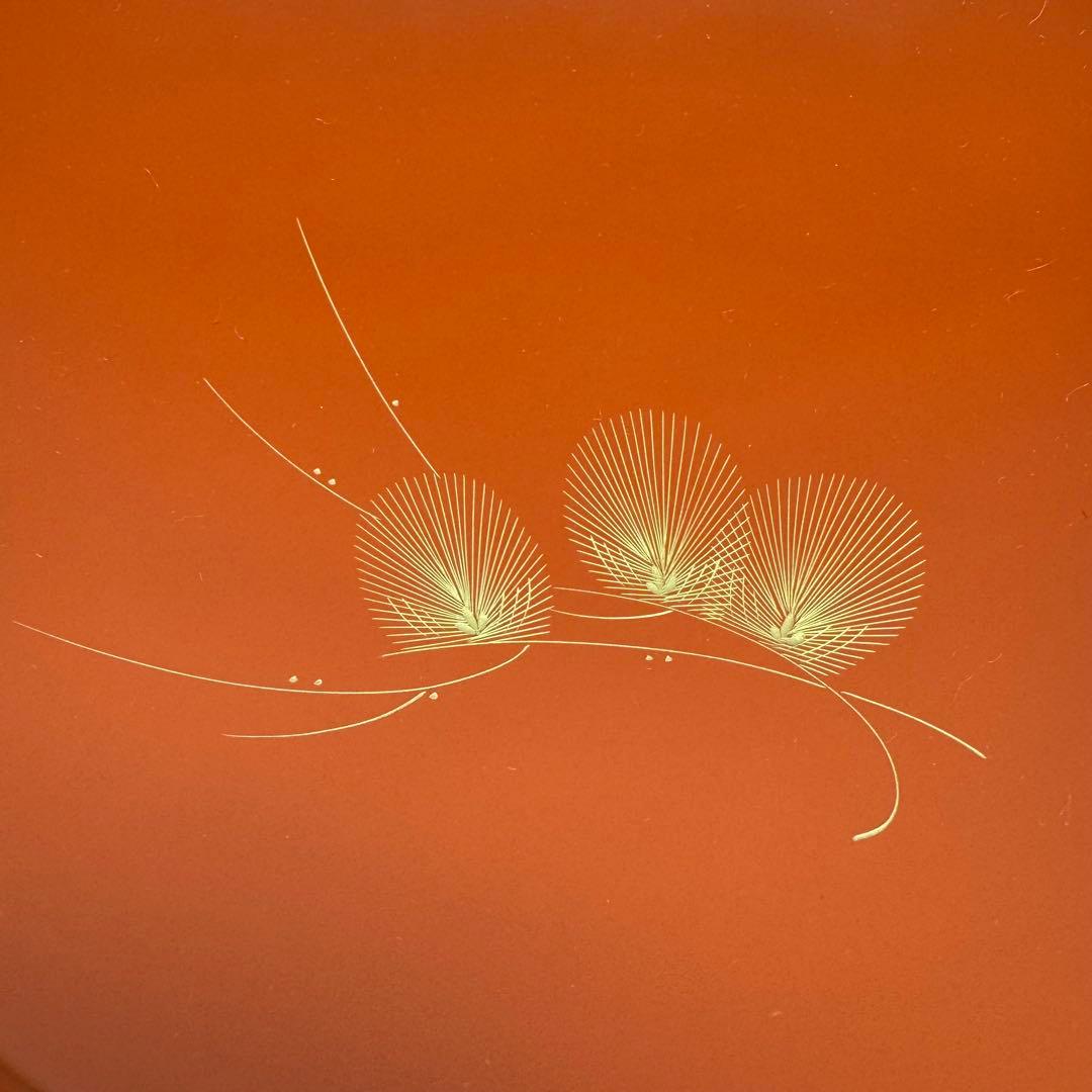 新品未使用 輪島塗 沈金 漆器 菓子皿 和皿 皿 漆 赤色 和柄 共箱 説明書