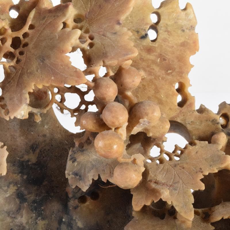 中国　玉石蝋石青田石　楼閣山水雕　床飾　置物　C　6952A