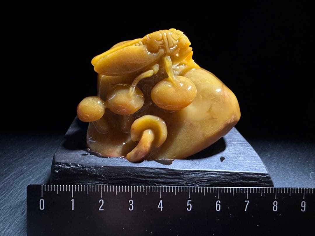 36寿山石　 田黄　蝉　置物　縁起物　手彫り　原石