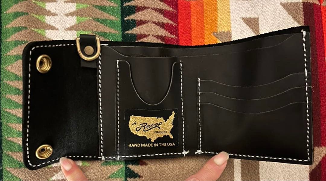 新品箱付き　キャプテンフィン　牛革　折り畳み財布　ウォレット　ブラック