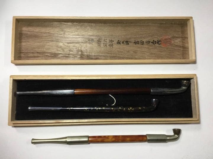 ◆煙管３本◆勲六等瑞宝章 金工師 吉田省吾作 純村田張煙管 純銀 キセル 喫煙具
