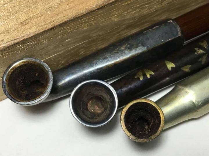 ◆煙管３本◆勲六等瑞宝章 金工師 吉田省吾作 純村田張煙管 純銀 キセル 喫煙具