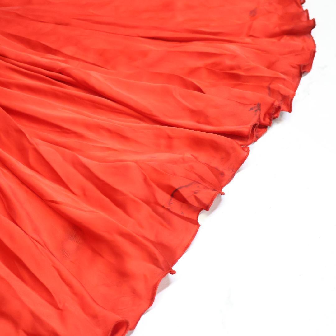 【ベリーダンス用 オリエンタル衣装】レッド ビジュー＆ラメ多数 セットアップ