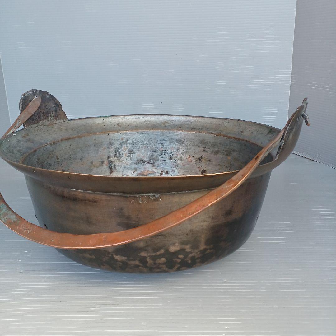 昭和レトロ　銅鍋　吊り鍋　直径約32㎝　銅製　囲炉裏鍋　匿名配送