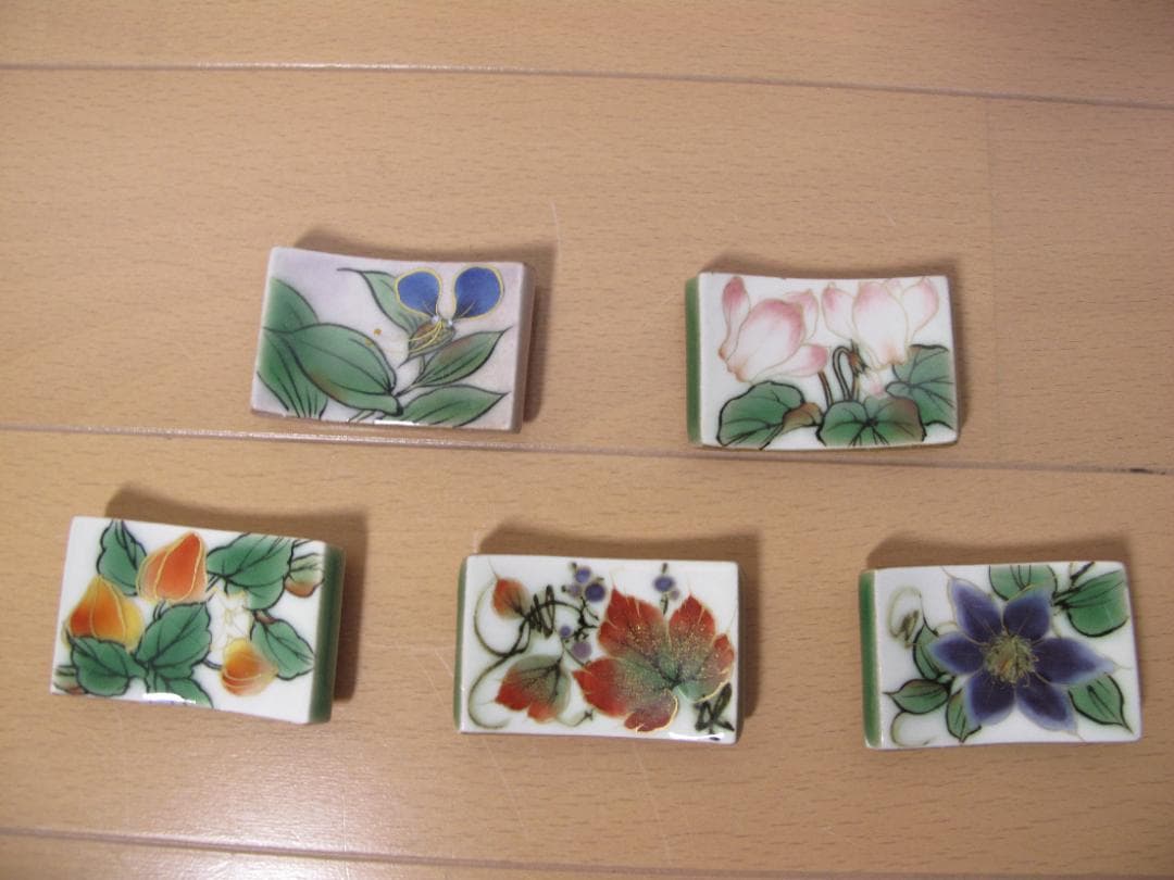 陶あん京焼清水焼 伝統工芸色絵付け　箸置き　５個セット