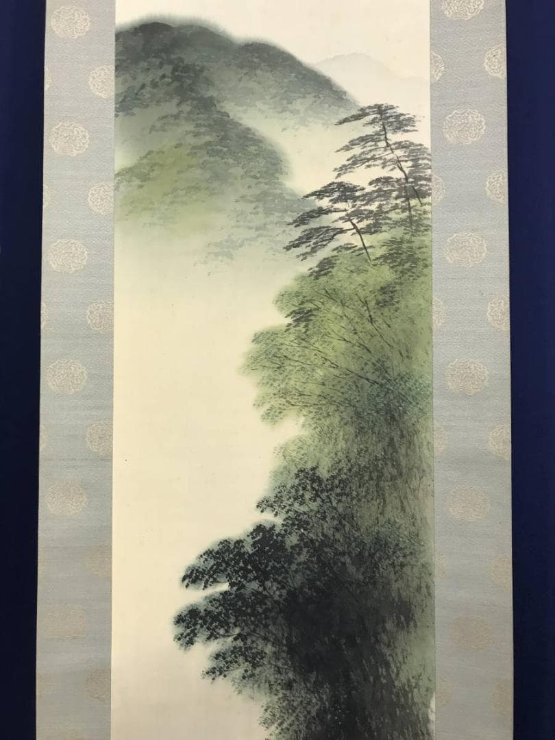 【真作】平井楳仙/嵐峡筏下り図/山水図/嵐山図/掛軸☆宝船☆AD-570