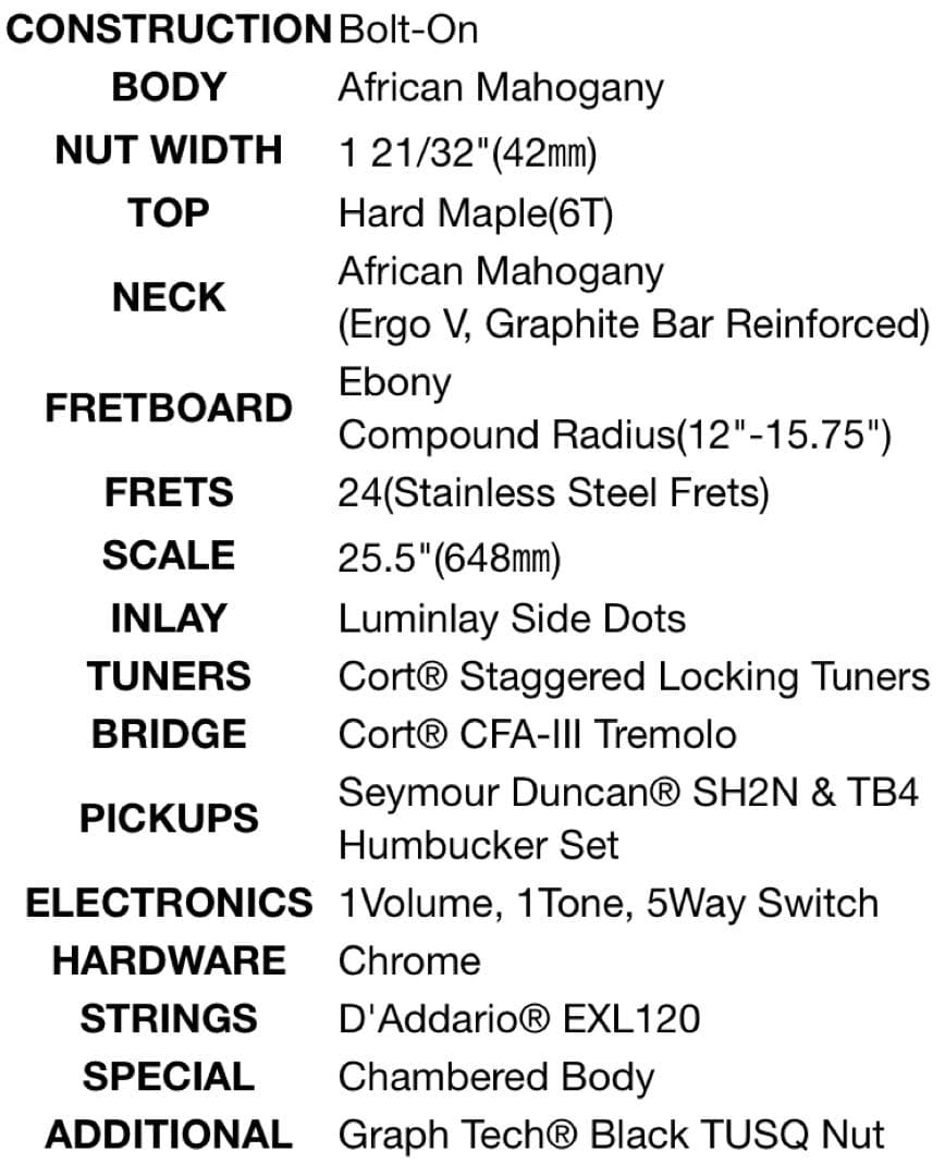 Cort コルト / G300 Glam エボニー指板 コンパウンドラジアス