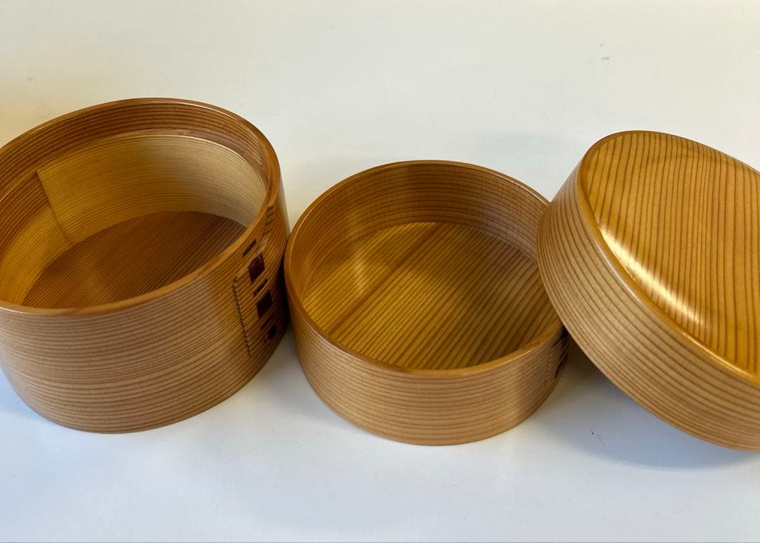 大館工芸社　秋田杉　わっぱ　弁当箱　2段　直径12㎝　高さ10㎝　未使用品