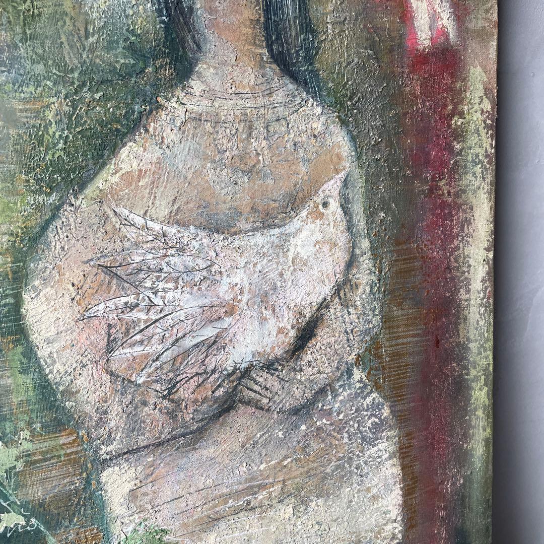 木製フレーム　キャンバス　油彩画　抽象画　人物　ヴィンテージ　画家　作家　手描き