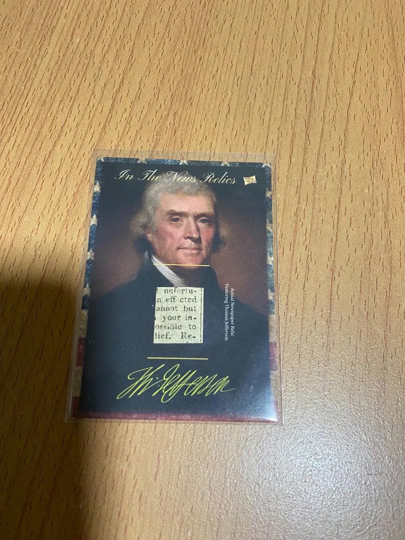 超貴重！トマスジェファソン大統領レリックカード Thomas Jefferson