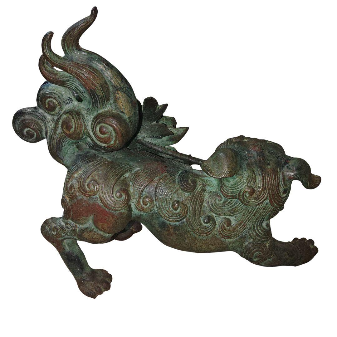 唐獅子　金属製　置物　オブジェ