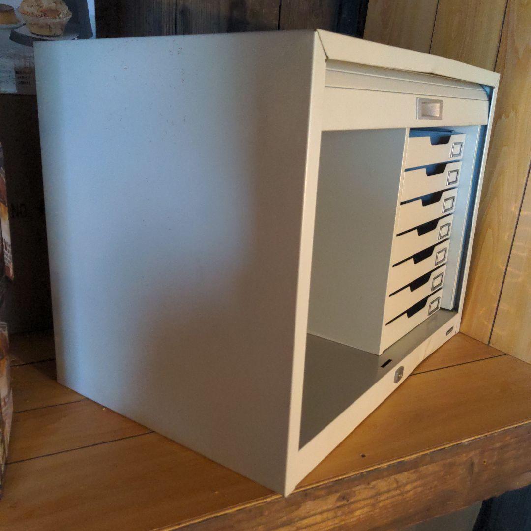 ホワイト書庫・キャッシュボックス 引き出し7個