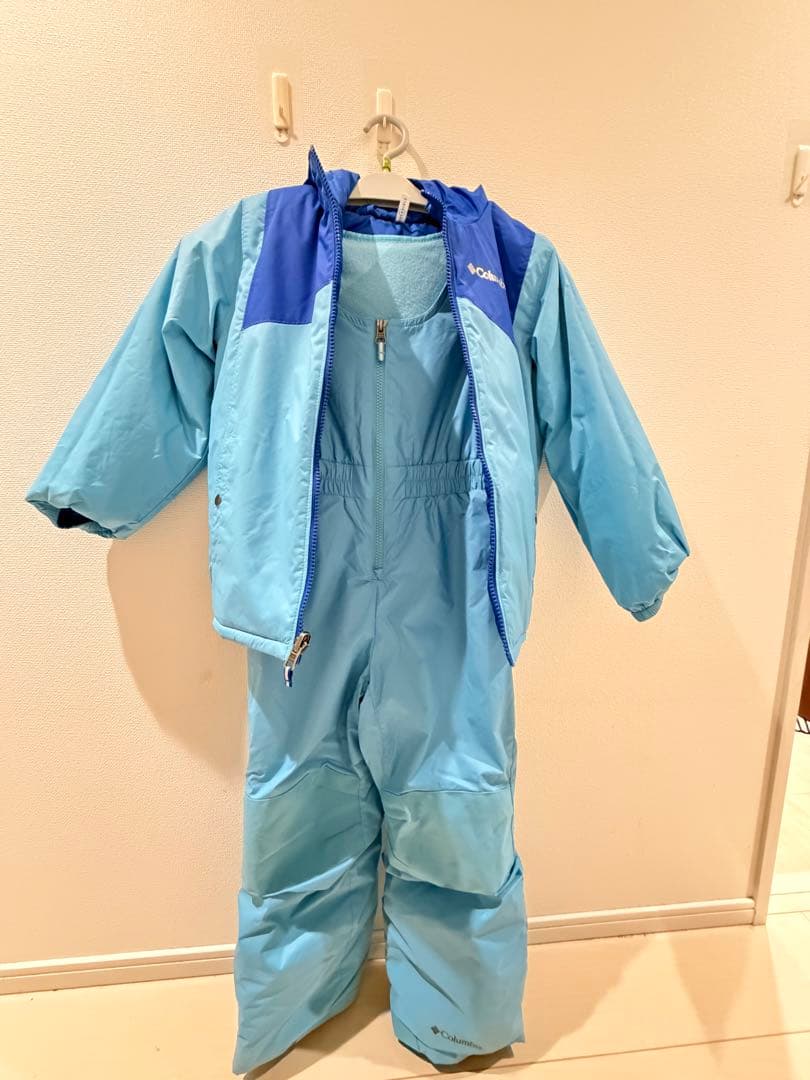 Columbia 子ども用スキーウェア 水色と青 フード付き サイズXS