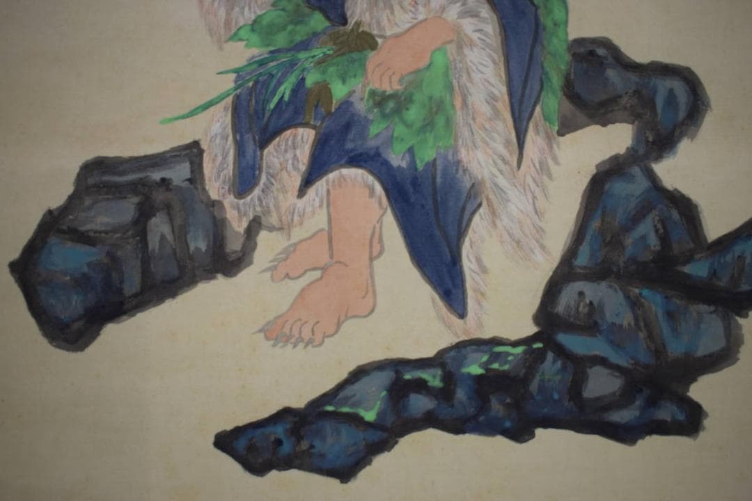 真作/望東/以西六郎兵衛/神農画賛/人物/布袋屋掛軸HK-57