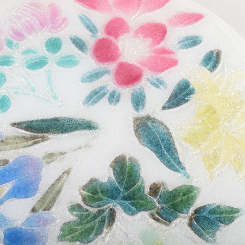 七宝焼　安藤七宝店　花草文　盒子　蓋物　箱付　V　8637