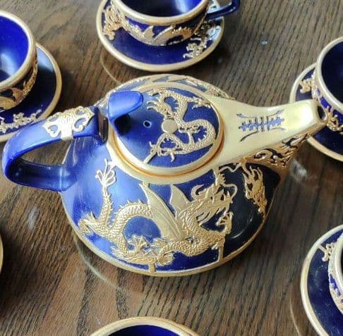 中国骨董唐物最高級品中国宮廷茶道具13点セット琉璃釉金絲象嵌龍乾隆帝愛用した物