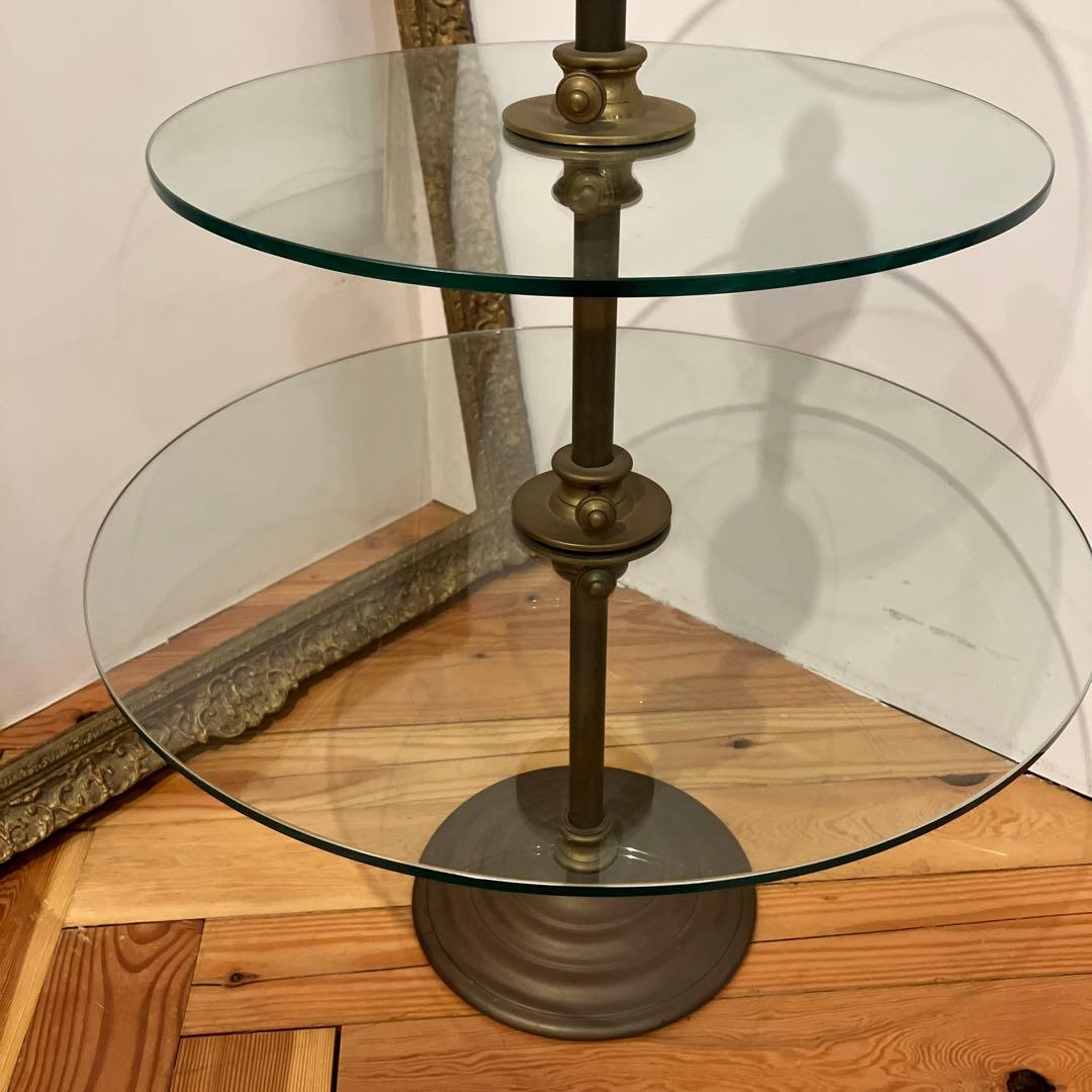 アンティーク　ガラスケース　ディスプレイシェルフ 真鍮　ケーキスタンド