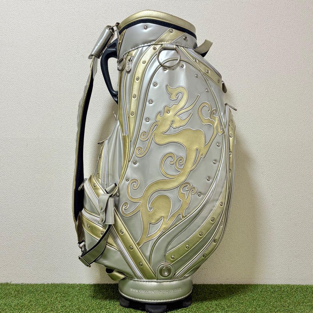 ダンスウィズドラゴン　キャディバッグ　3点式　ゴールド　エナメル　フードなし