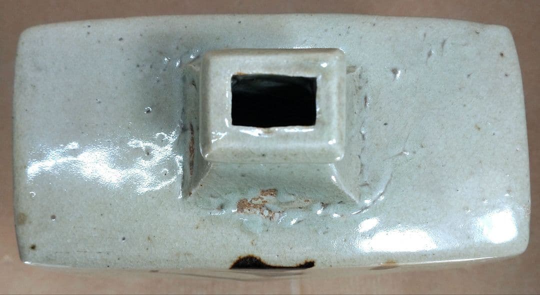 濱田庄司(浜田庄司) 白釉鐵絵扁壷 共箱 人間国宝 益子焼 美品 黍花文 花文