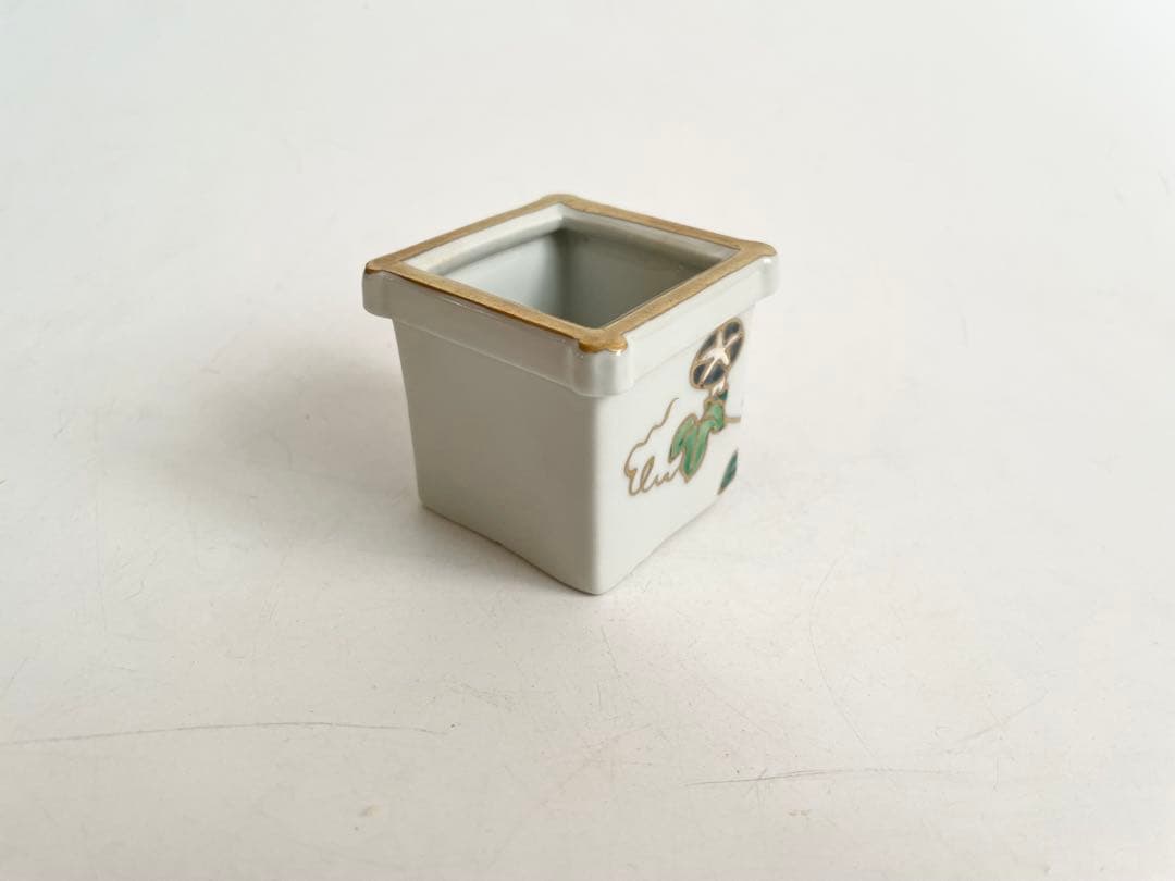 陶芸家　高野昭阿弥　色絵　井筒　蓋置　朝顔　共箱　茶道具