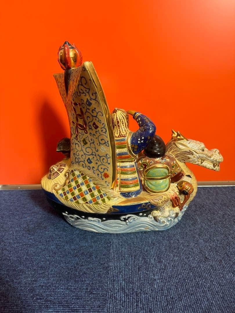 1816 九谷焼　七福神　宝船　縁起物　商売繁盛　置物　時代物