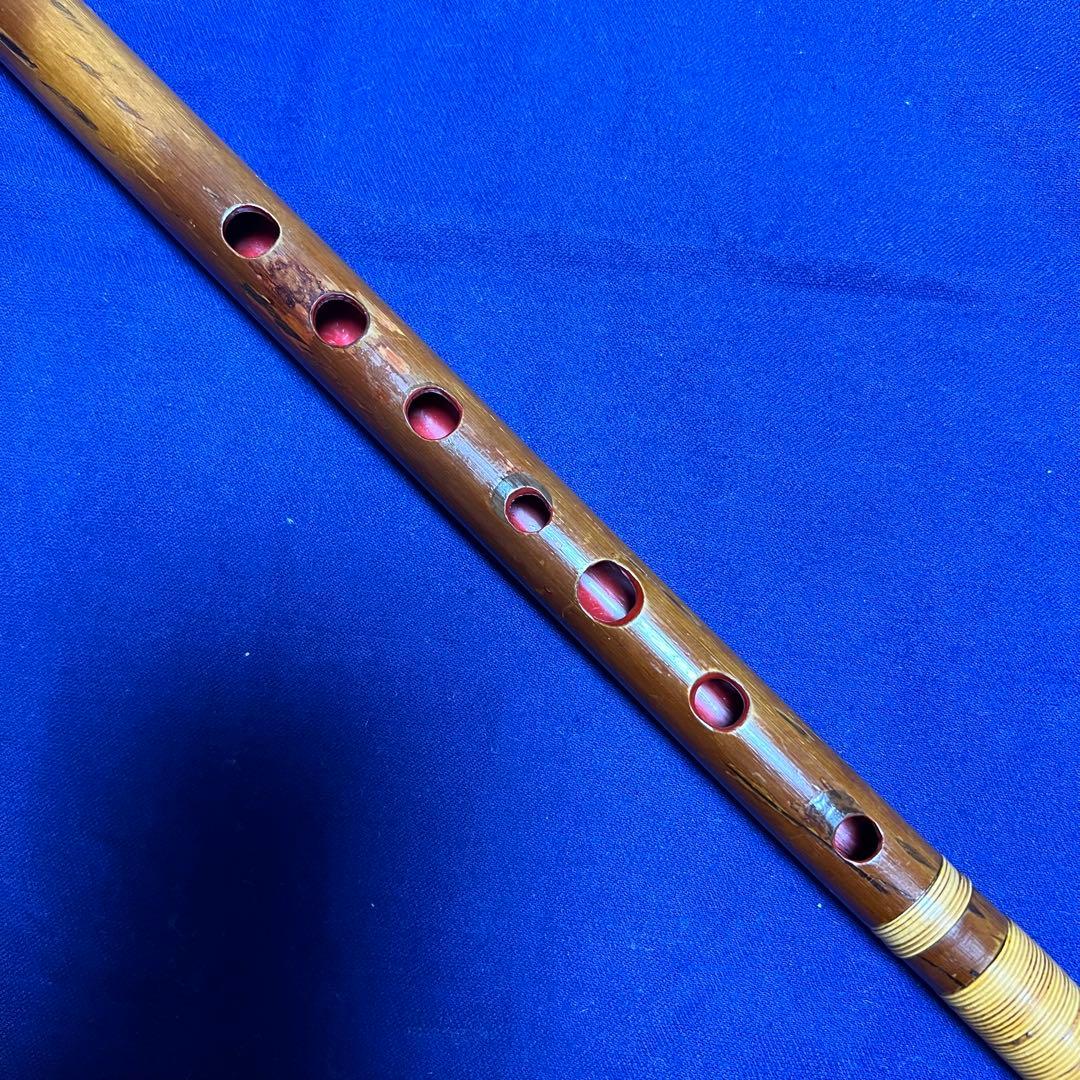 年末大特価　本煤竹（女竹）篠笛 笛師山田藍山 8本調子 唄用（ドレミ調）天地籐巻