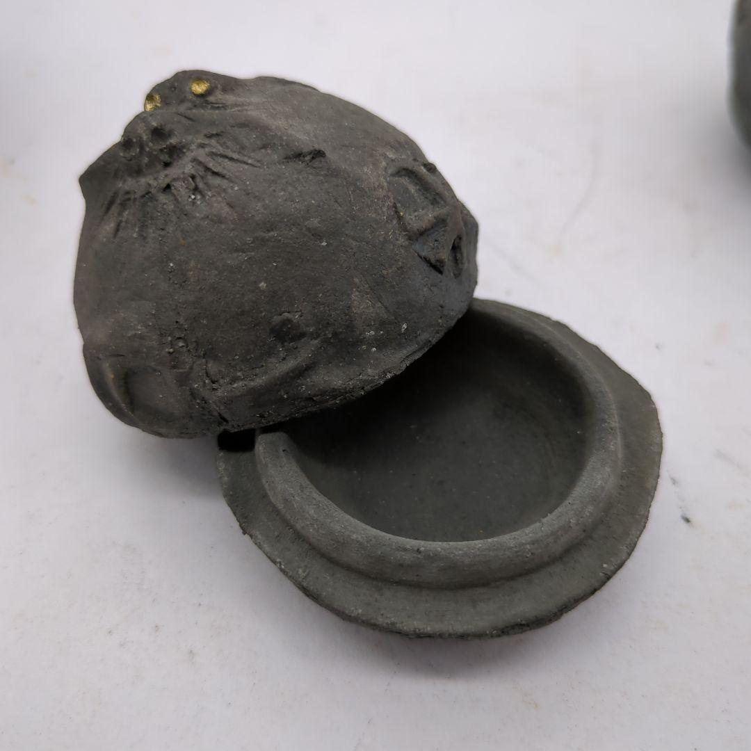 香合 茶道具 龍 在銘 骨董品 陶印有 合子 古美術 時代物 d141