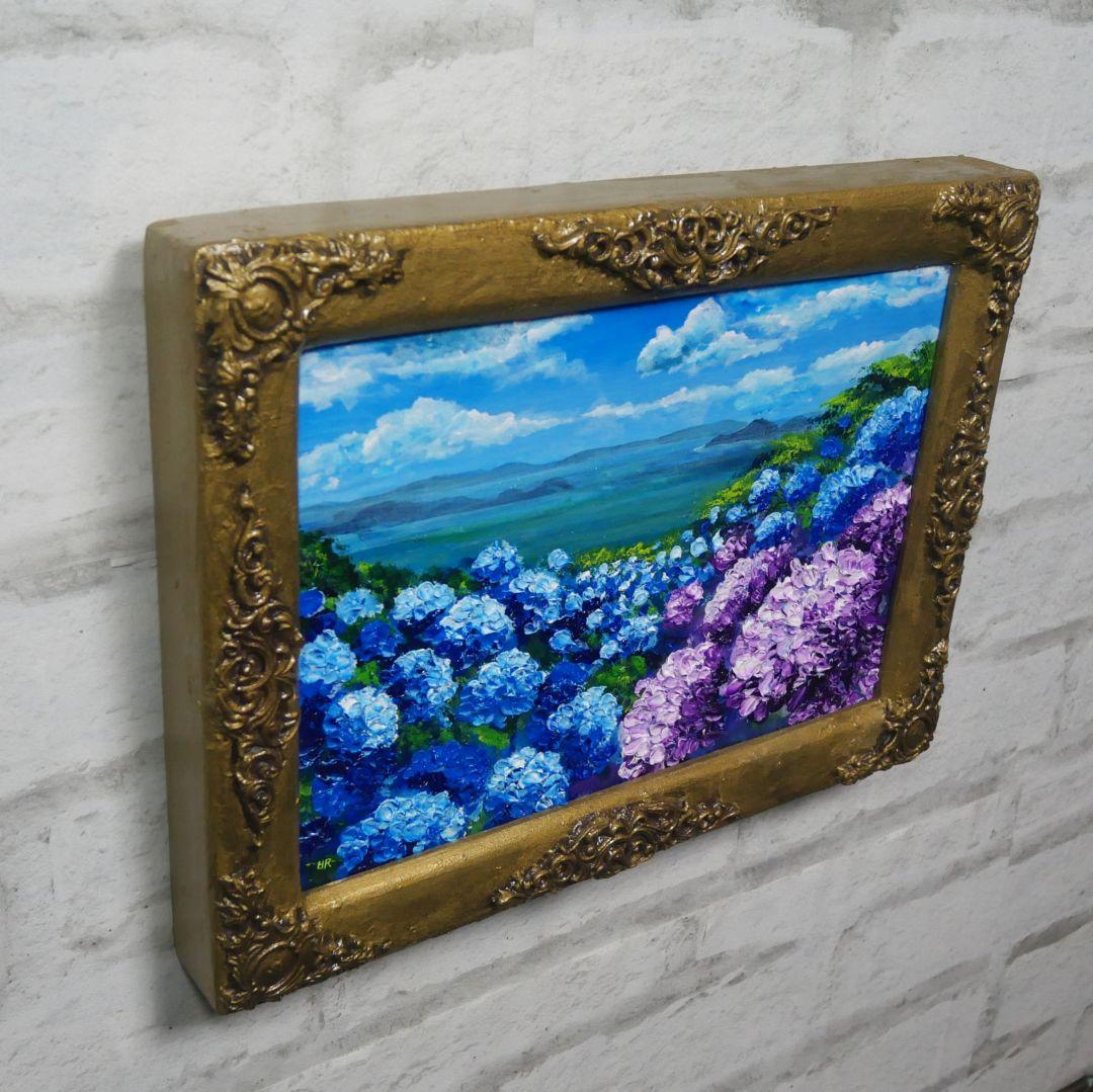 油絵 油彩 油彩画 絵画 絵【紫雲出山の紫陽花】