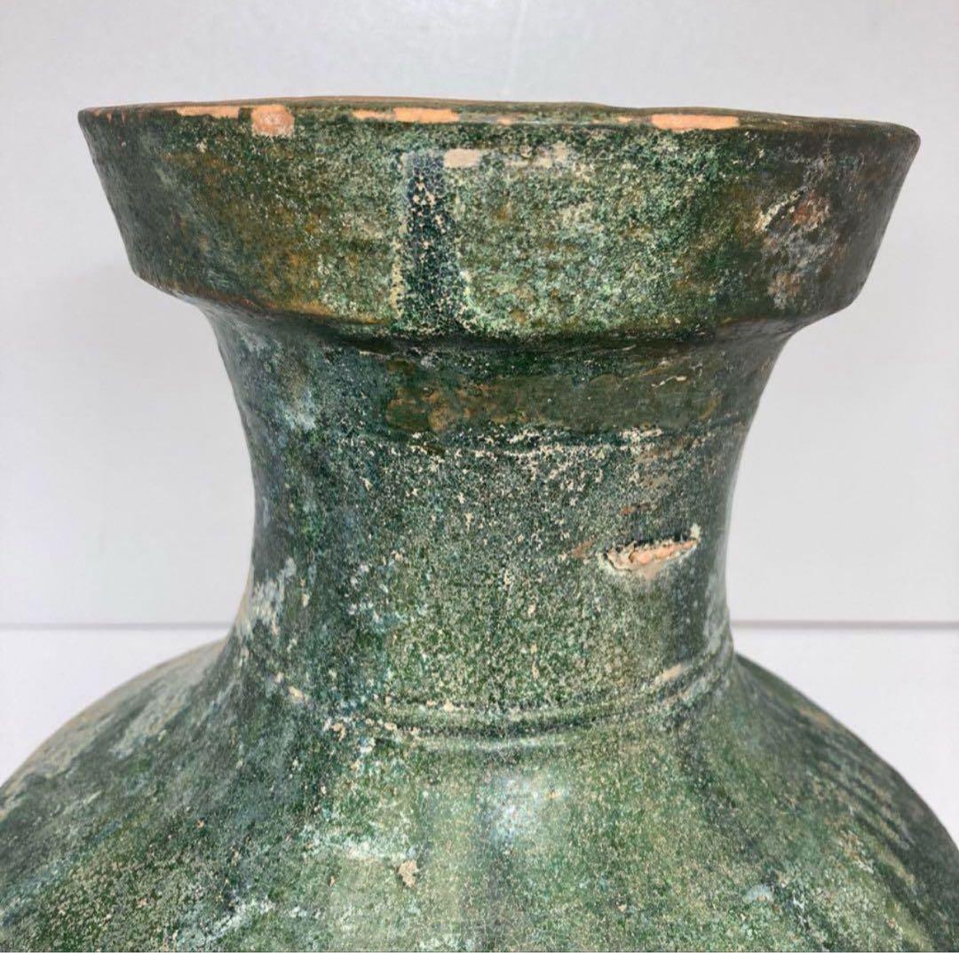 中国漢時代　漢緑釉大壺 高さ35.3cm 漢緑