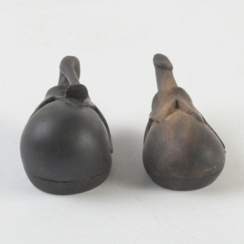 茶道具　瓢介作　黒柿　茄子香合　2点　共箱　V　9543