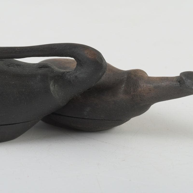 茶道具　瓢介作　黒柿　茄子香合　2点　共箱　V　9543