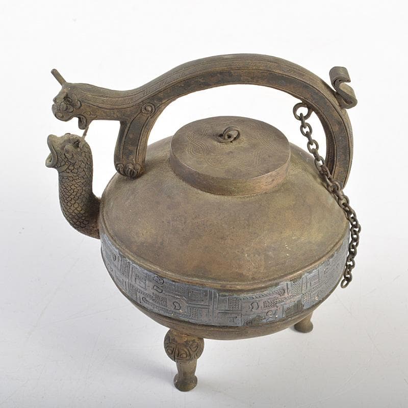 中国　古銅青銅　饕餮文　水注　水滴　M　R7365