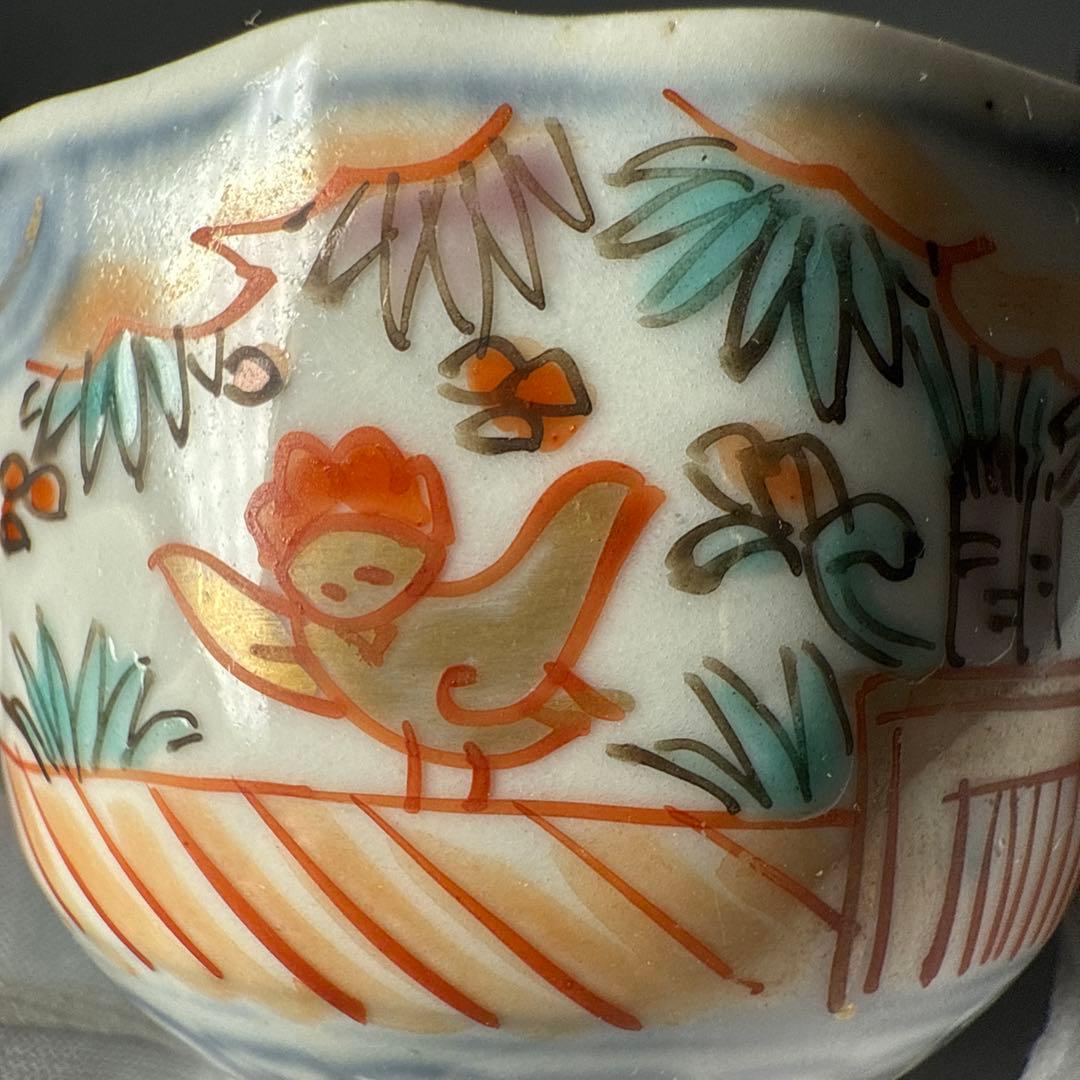 色絵花鳥図猪口10客　色絵鳳凰図向付5客