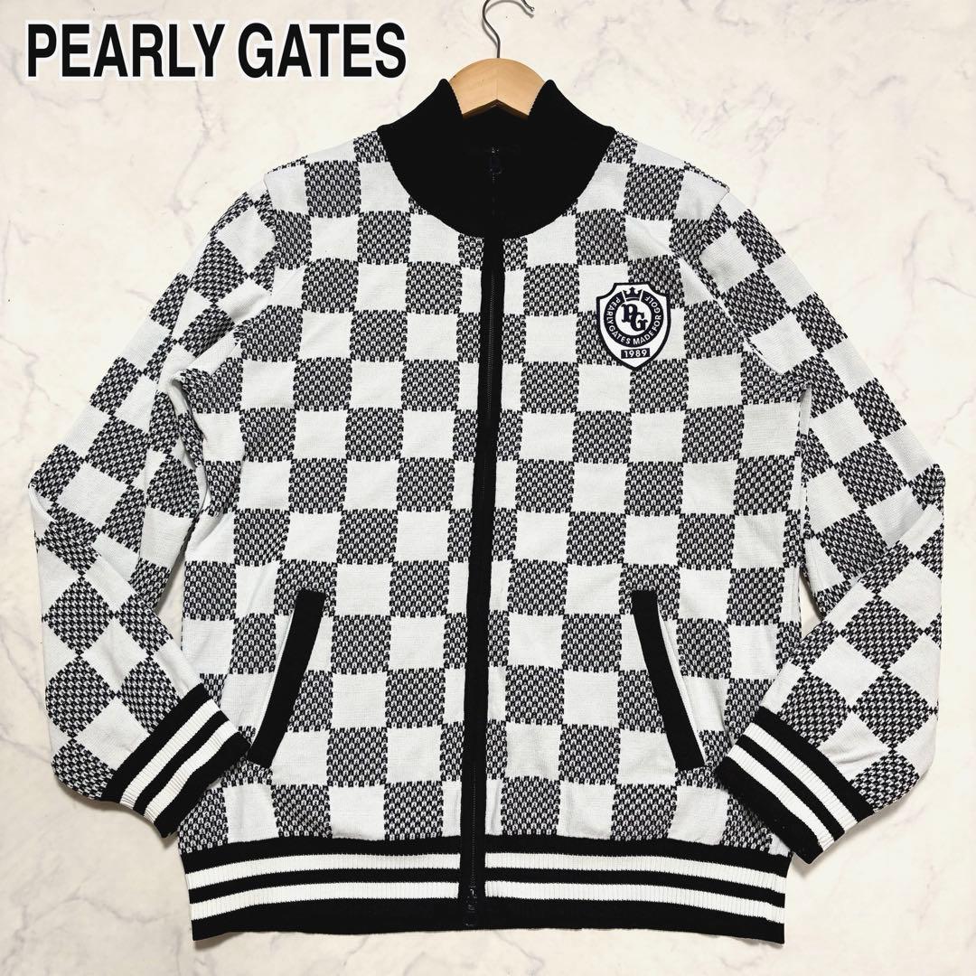 PEARLY GATES ドライバーズニット ジャケット チェック柄 L 白