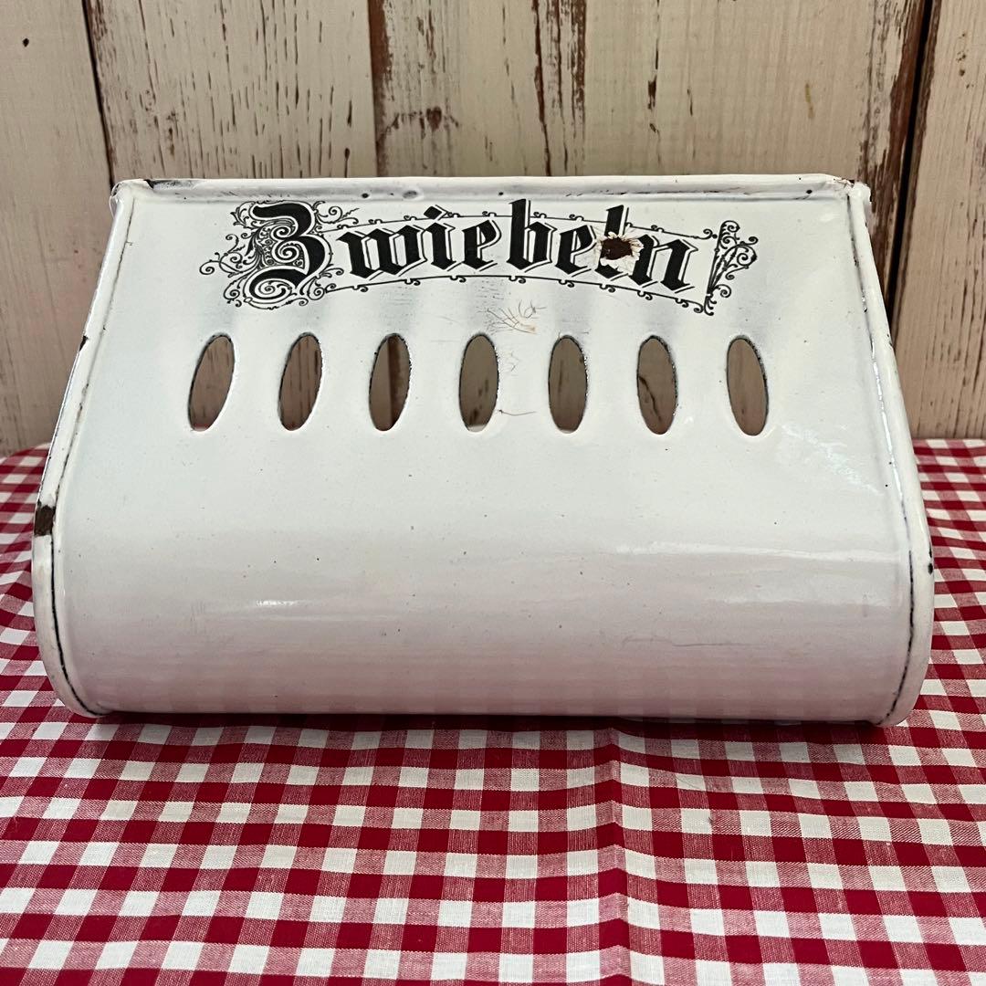 ドイツ アンティーク Zwiebeln ホーロー オニオンラック 琺瑯